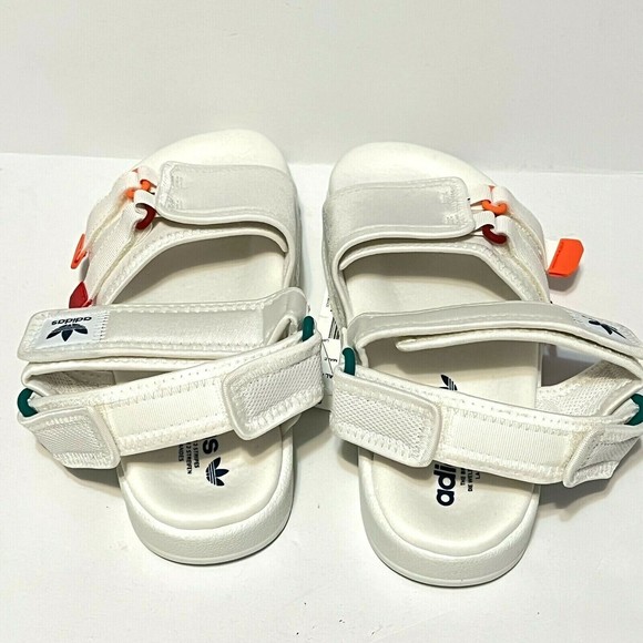 adidas Size 6 Originals New Adilette Sandal 4.0 White Orange Unisex Strap GZ8828